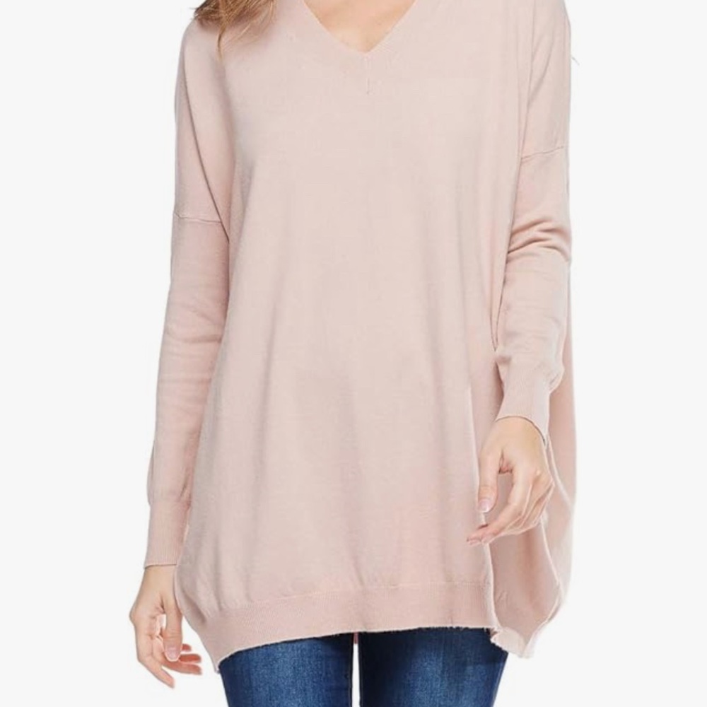 Alexander & David Oversized V-Neck Sweater - Pink